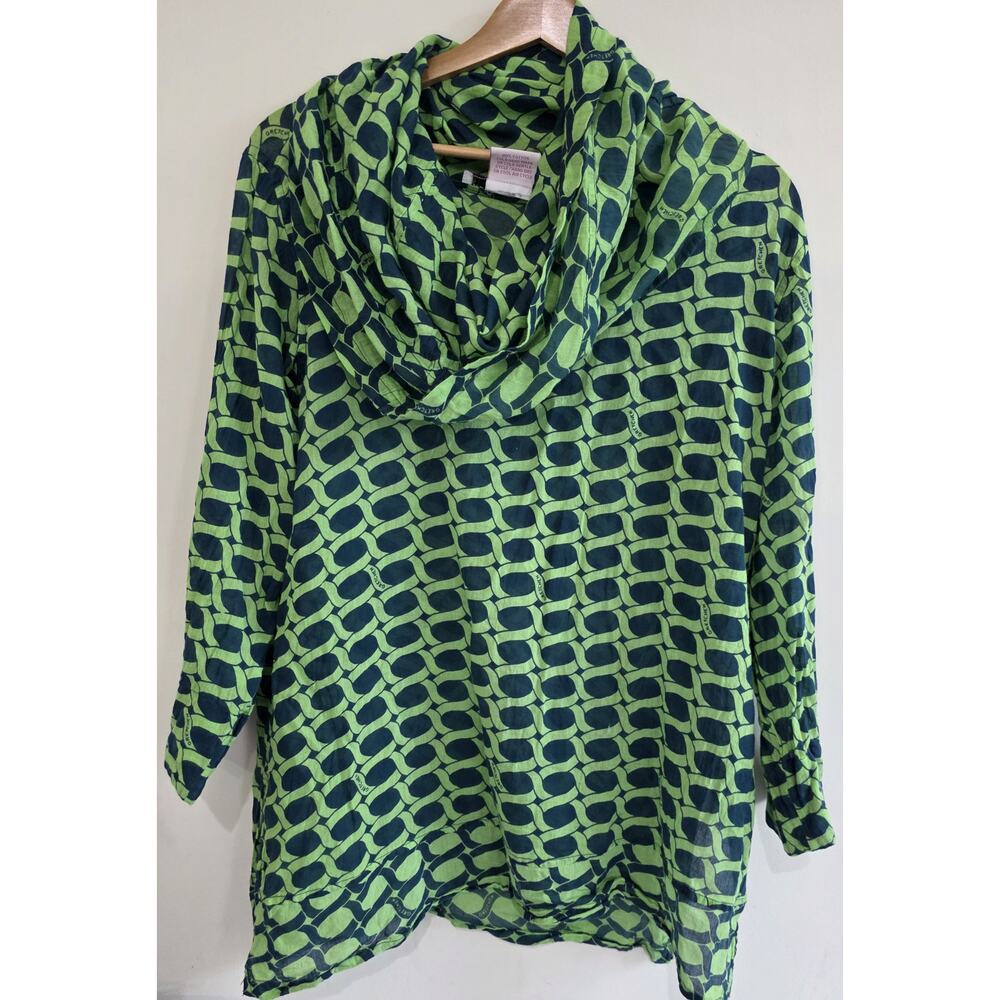Gretchen Scott Geometric Lightweight Tunic Green Size XL